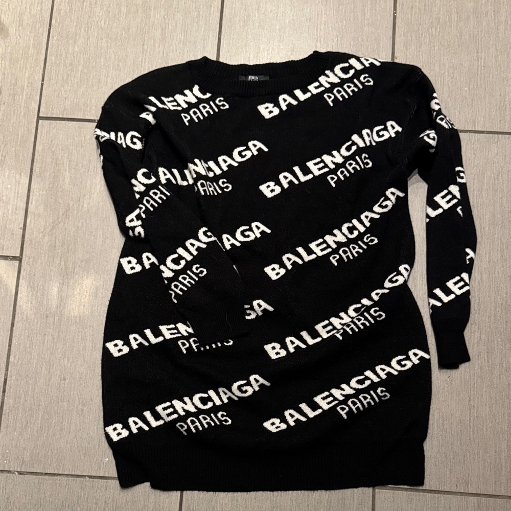 Balenciaga Black and White Logo Sweater